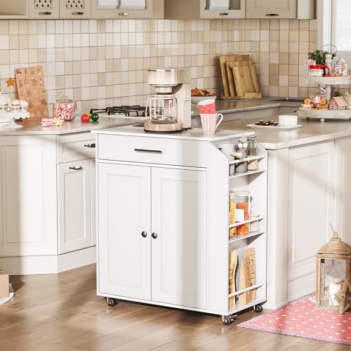 Kitchen Island with Power Outlet and Spice Rack on Wheels D759355