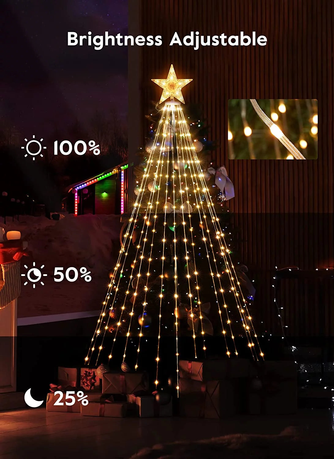 Smart Christmas Cone Tree LED Light, 6ft 265 LED Music Sync with Remote APP D46079
