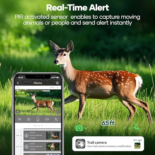 Solar Trail Camera 48MP 30FPS, WiFi Bluetooth Game Camera with Night Vision, IP66 Waterproof B4379