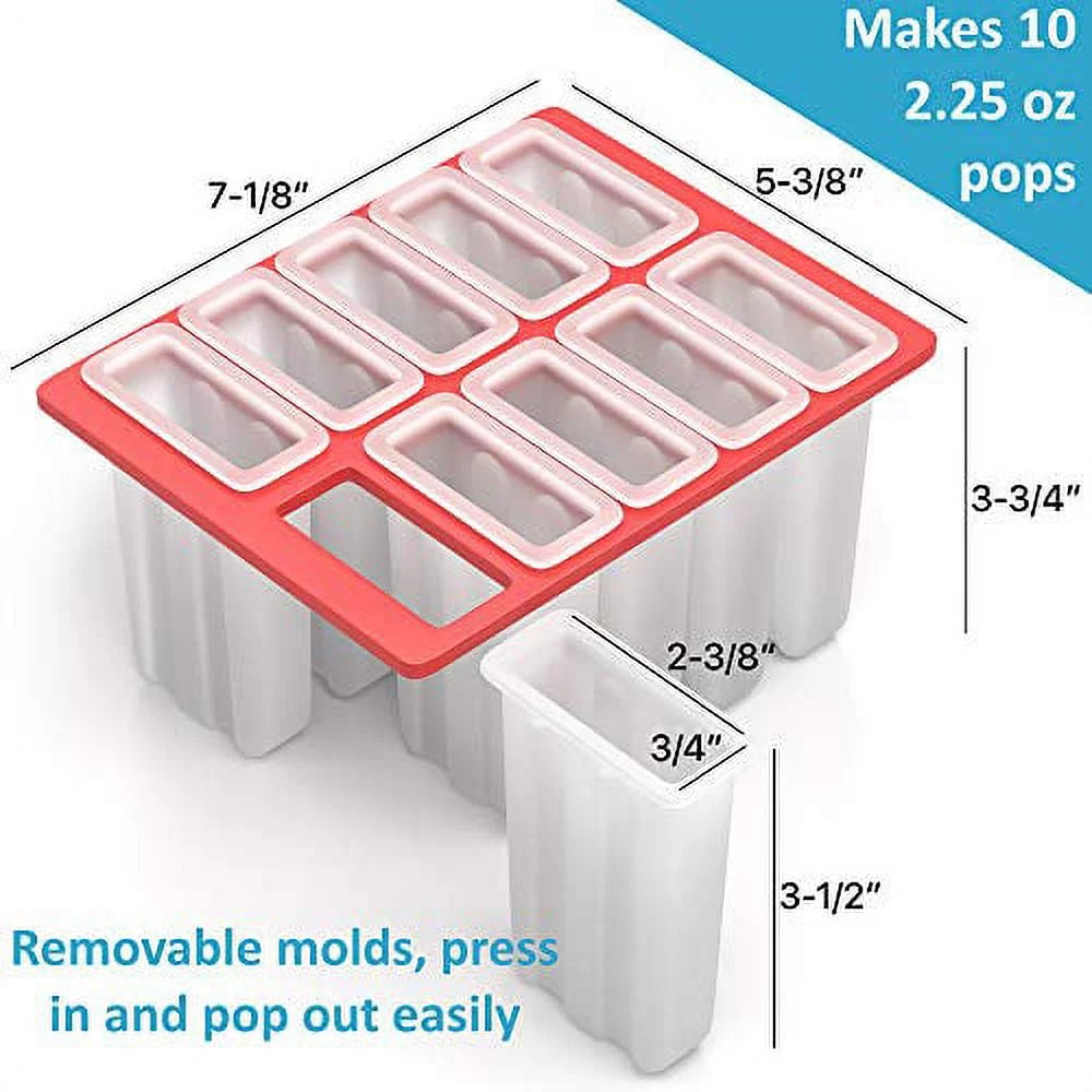 Ice Pop Maker - Frozen Popsicle Mold Kit with 10 BPA Free Molds and 50 Wood Sticks Y372844