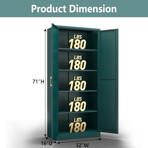 Tall Kitchen Storage Cabinet with Doors and Adjustable Shelves, Black Freestanding Cupboard X34021