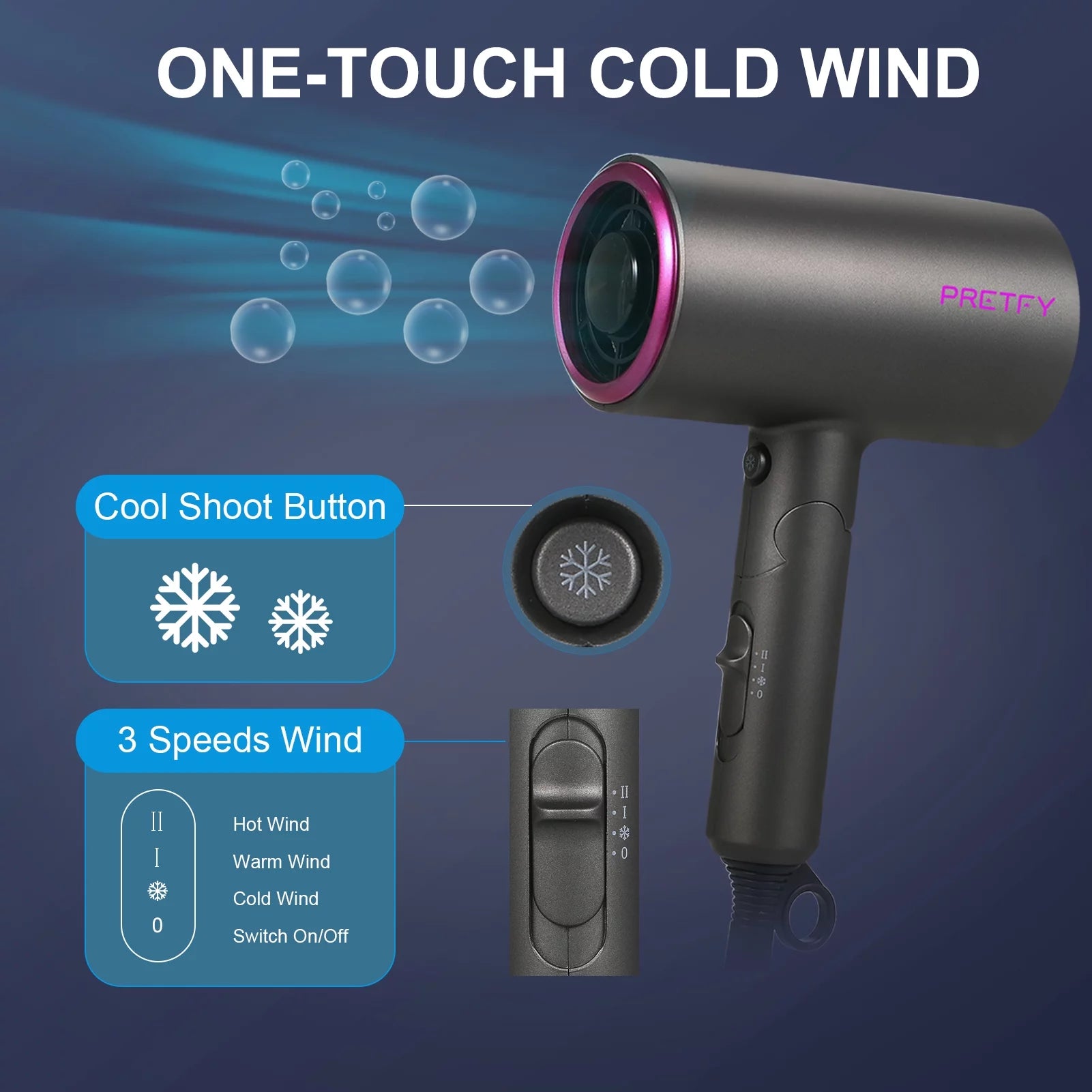 Ionic Hair Dryer 1800W with Hot and Cool Wind J16511