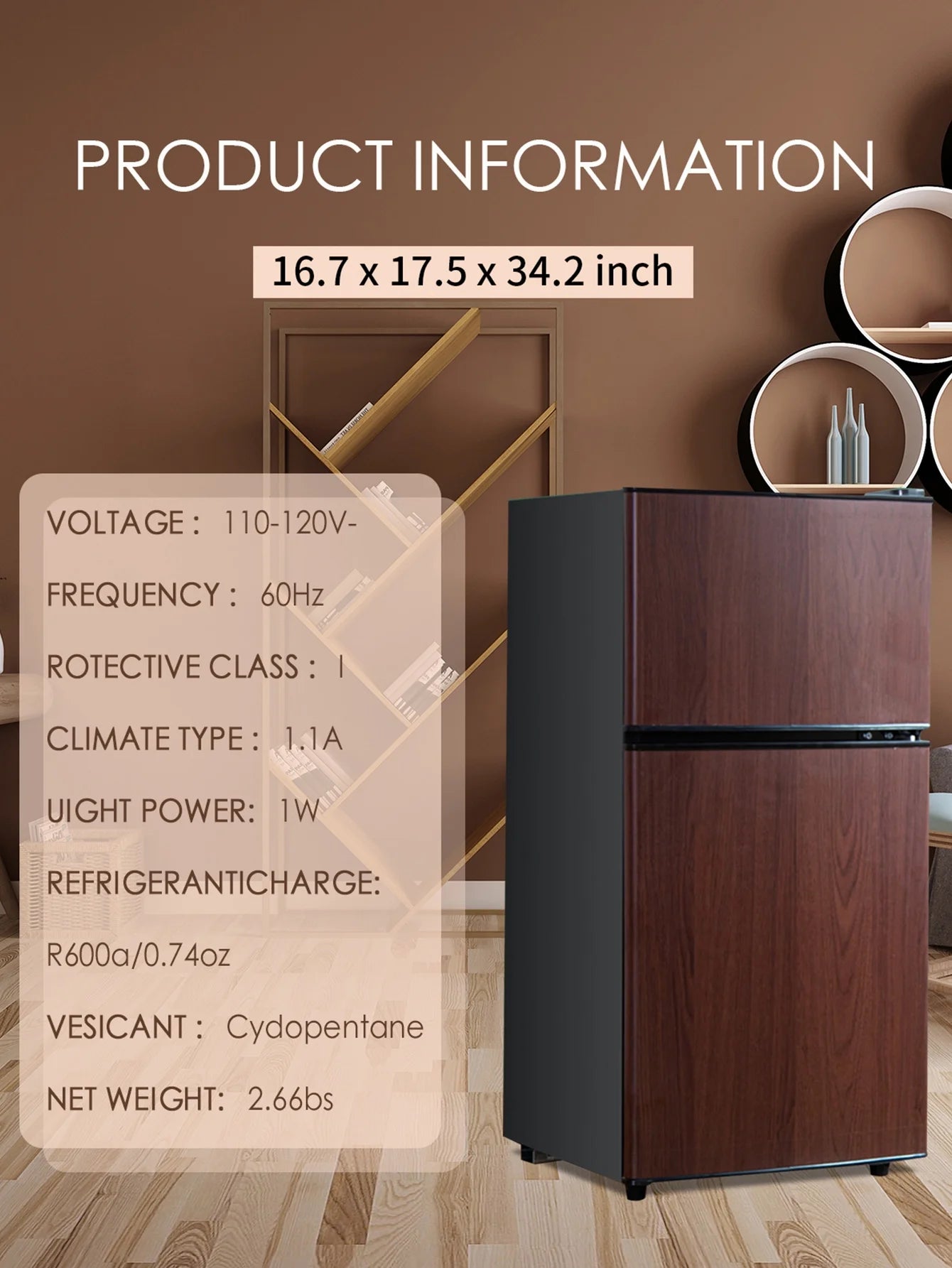 Mini Fridge 3.5 Cu.ft with Freezer, Compact Refrigerator for Dorm and Office M27479