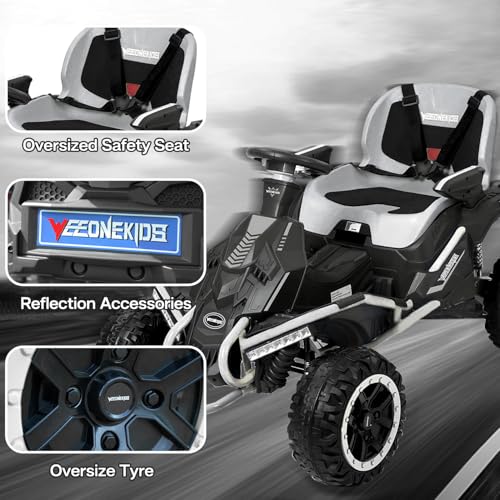 24V Ride on Toy for Big Kids with 4 Motors, Bluetooth Speaker, Adjustable Seat J34962