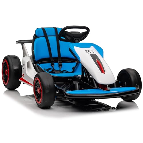 Kids Go Kart, 24V Electric Drift Car with Dual 200W Motors, 2-Speed, White B188186