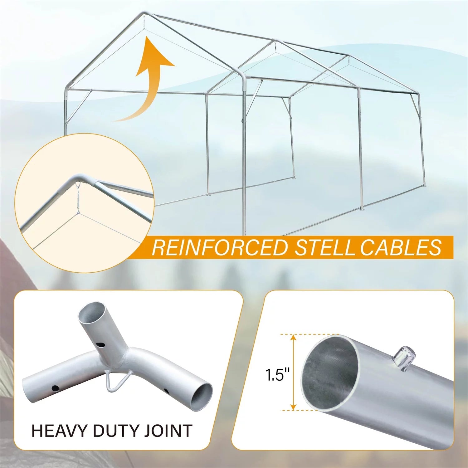 Heavy Duty Car Canopy Galvanized Car Boat Shelter with Removable Sidewalls and Doors R912
