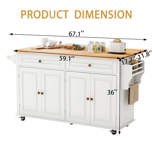 Movable Kitchen Island with Drop Leaf and Power Outlet J472