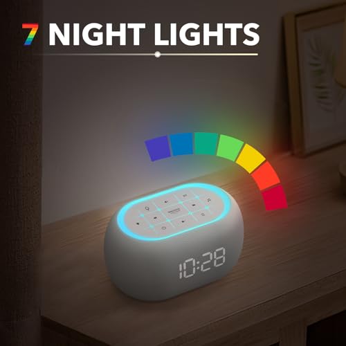 White Noise Sound Machine Alarm Clock with Bluetooth Speaker Q9962