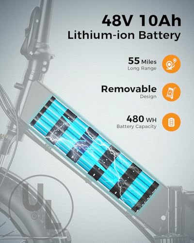 Folding Electric Bike for Adults, 1200W Peak Motor, 28MPH Max Speed, 48V 10AH Removable Battery, 20" Fat Tire M840673