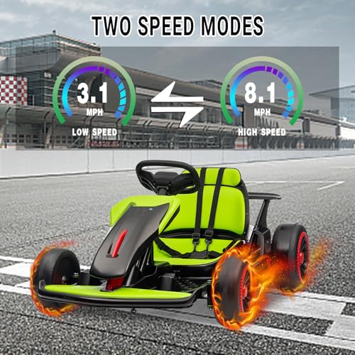 Kids Go Kart, 24V Electric Drift Car with Dual 200W Motors, 2-Speed, White B188186