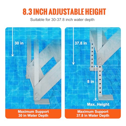 Aluminum 4-Step Dock Ladder, Adjustable Height, Non-Slip Pedals W147