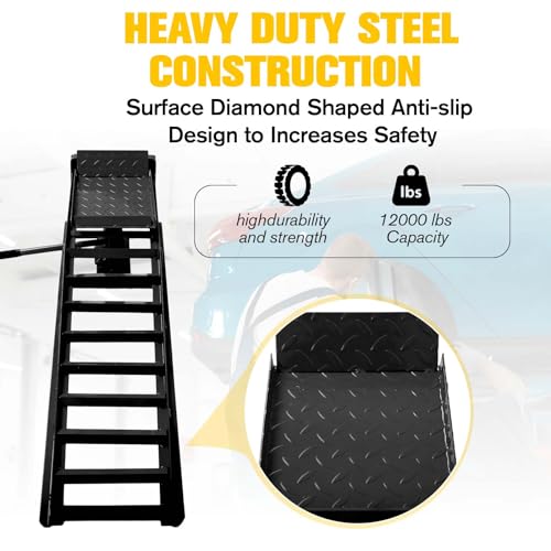 Hydraulic Car and Truck Service Ramps, 11023 Lbs Capacity, Portable Lifts for Oil Changes D8064