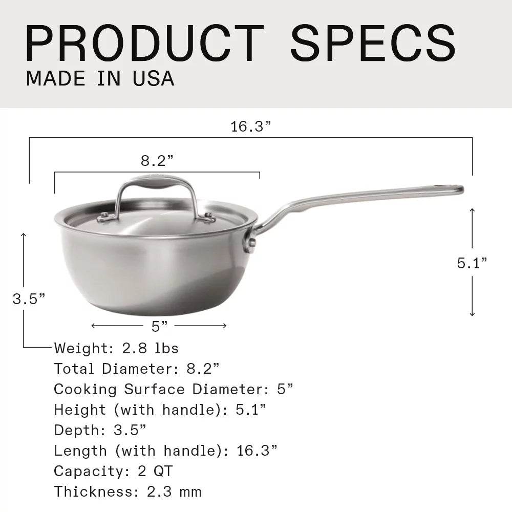 2 Quart Stainless Steel Saucier Pan S3894