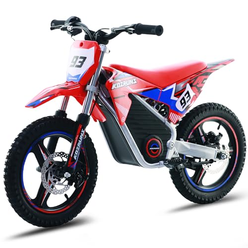 Electric Dirt Bike for Kids Aged 4-8, 350W Brushless Motor, 14'' Off-Road Tires, Blue J66927