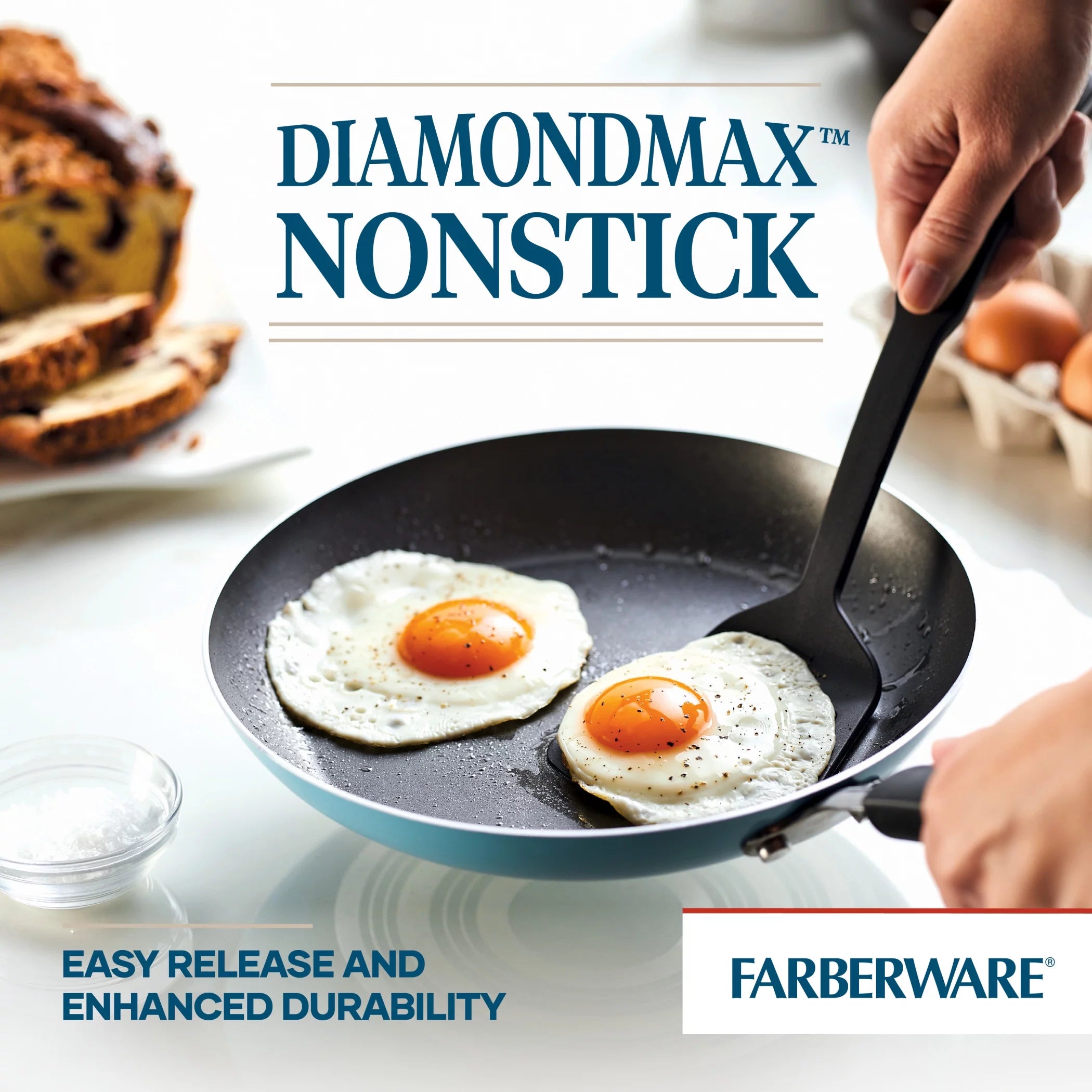 3 Piece Nonstick Frying Pan Set, Aluminum, Aqua I9037