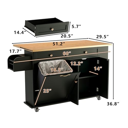 Movable Kitchen Island with Drop Leaf and Power Outlet J472