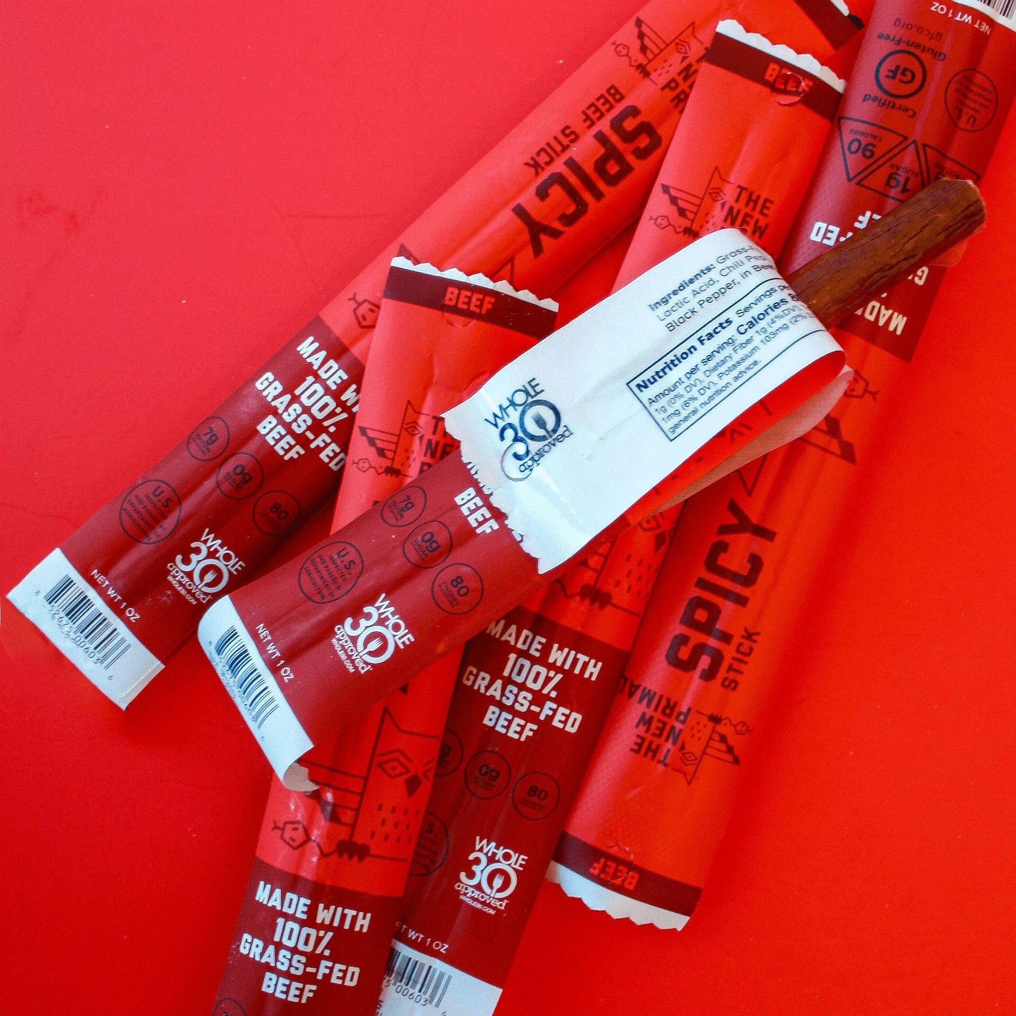Spicy Beef Meat Sticks, Grass-Fed, Zero Sugar M105