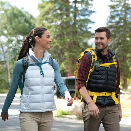 Spotting and Recovery Walkie-Talkie Long Range FRS Two Way Radio for Kids Caravanning with NOAA Weather Alert, 38 Privacy Codes, Black Orange 2 Pack L626895