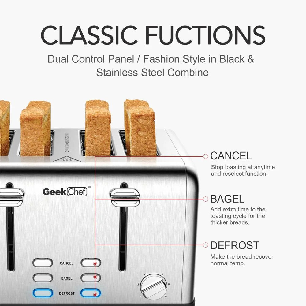 Stainless Steel 4-Slice Toaster with Extra-Wide Slots C973