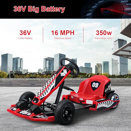 Electric Drift Kart for Kids, 16 MPH, 350W Motor J599