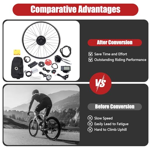 26" Electric Bike Conversion Kit, 350W 36V Front Wheel Motor with LCD Display D4826