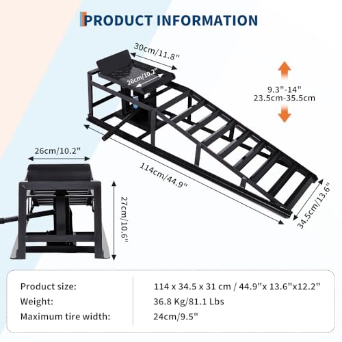 Hydraulic Car and Truck Service Ramps, 11023 Lbs Capacity, Portable Lifts for Oil Changes D8064
