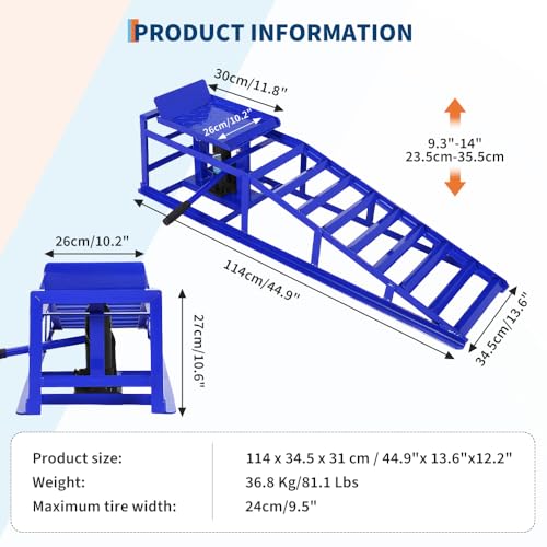 Hydraulic Car and Truck Service Ramps, 11023 Lbs Capacity, Portable Lifts for Oil Changes D8064
