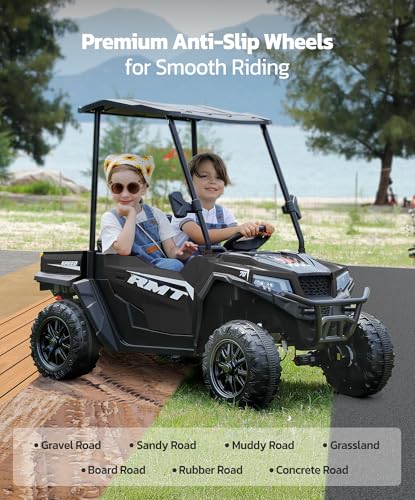24V Ride on Car 2 Seater with Sun Shade, Dump Bed & Shovel, 4WD Electric Truck for Kids F44284