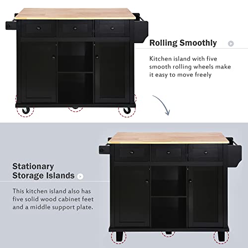 Large Kitchen Island with Drop Leaf, Rolling Cart, Power Outlet R822