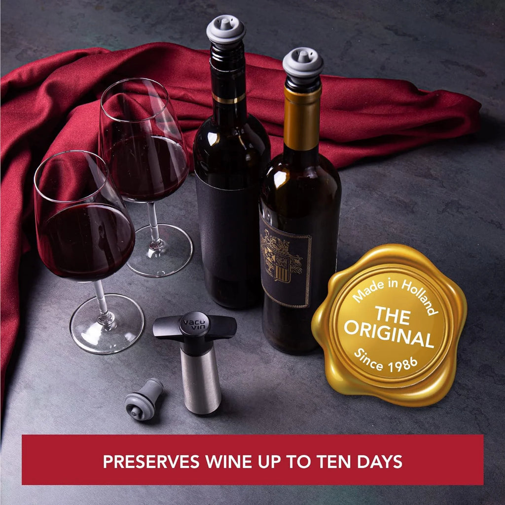 Wine Saver Pump with Vacuum Stoppers, Stainless Steel, Reusable U25002