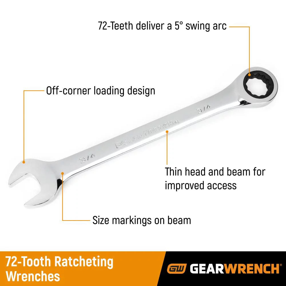 Ratcheting Combination Wrench Set 20Pc W37666