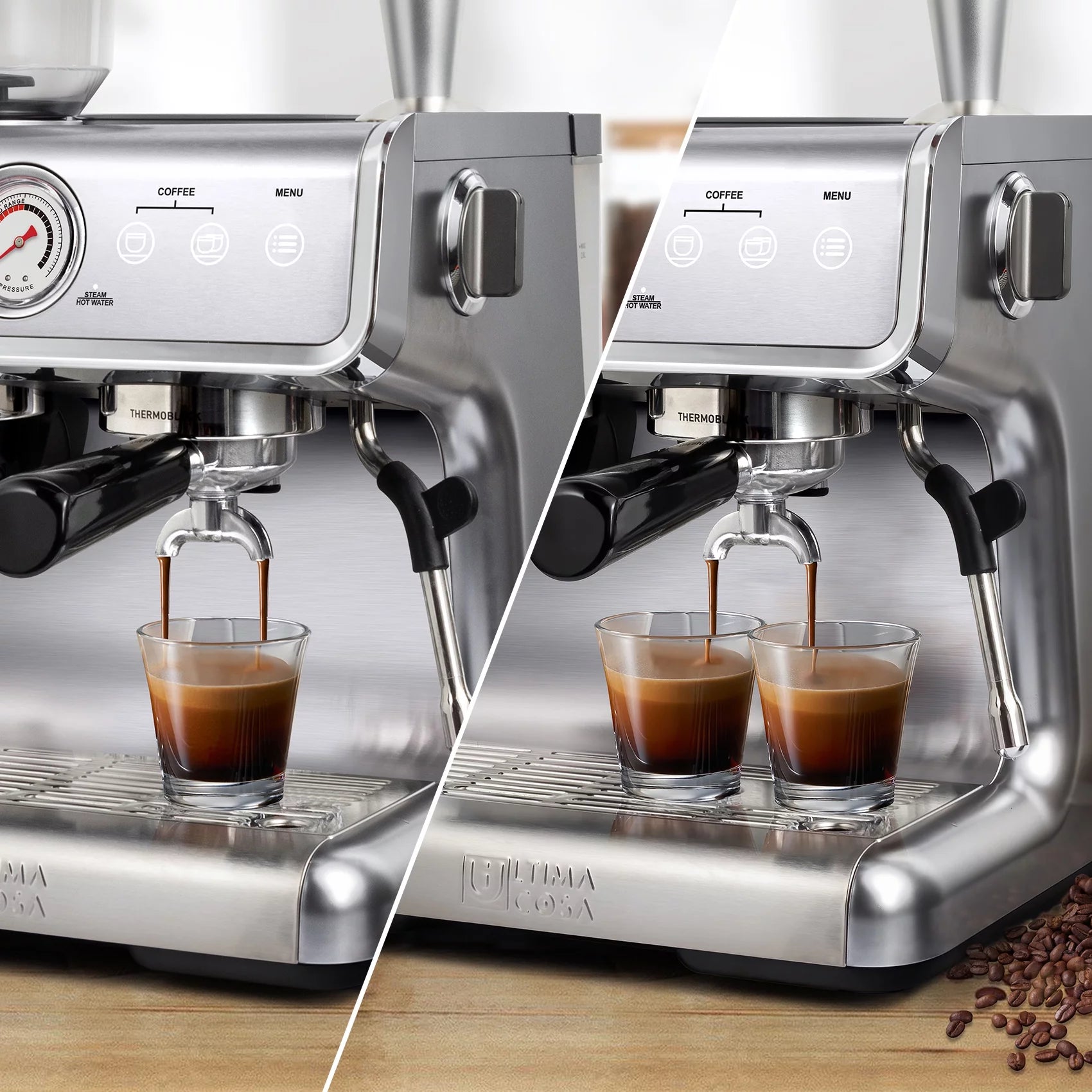 Semi-Automatic Espresso Machine - Silver - 2 Litre Water Tank K743951