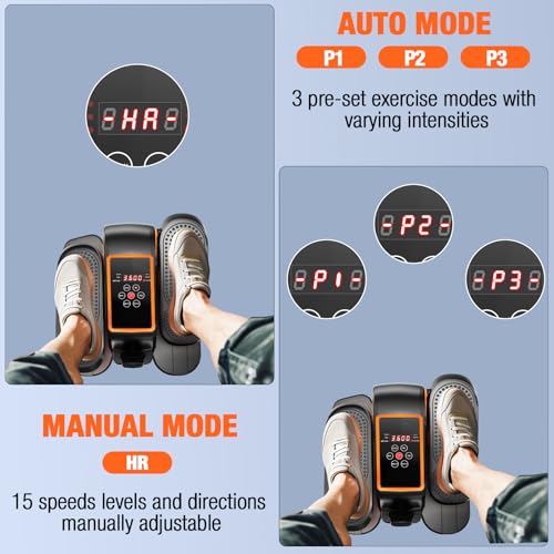 Under Desk Elliptical Machine with Remote, 15 Speeds, Portable Leg Exerciser for Home Office M6572