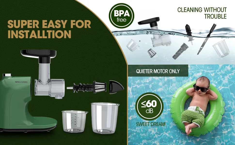 Slow Masticating Juicer for Vegetables and Fruits, Cold Press Extractor C51735