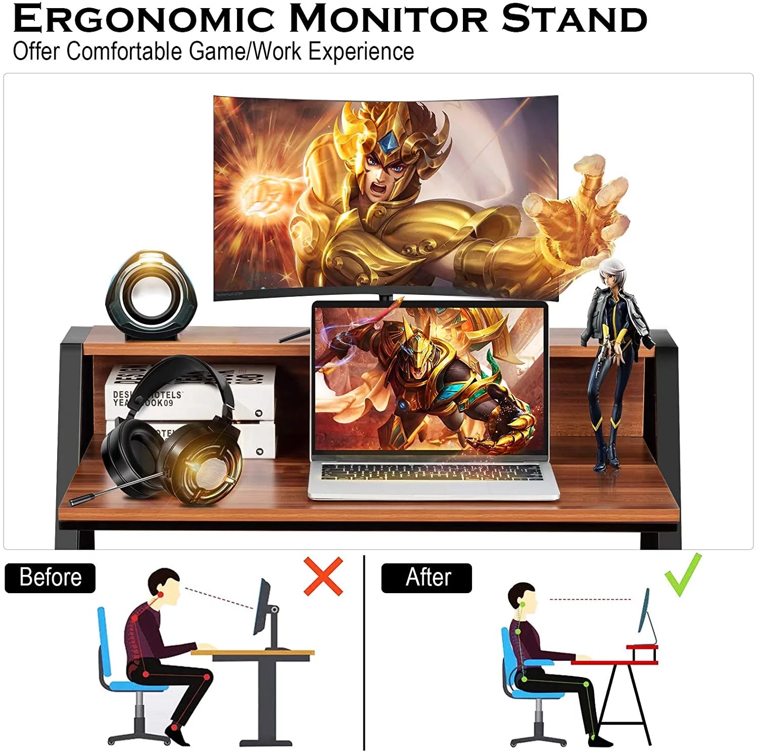 Compact Home Office Desk with Sturdy Frame for Small Spaces J78201