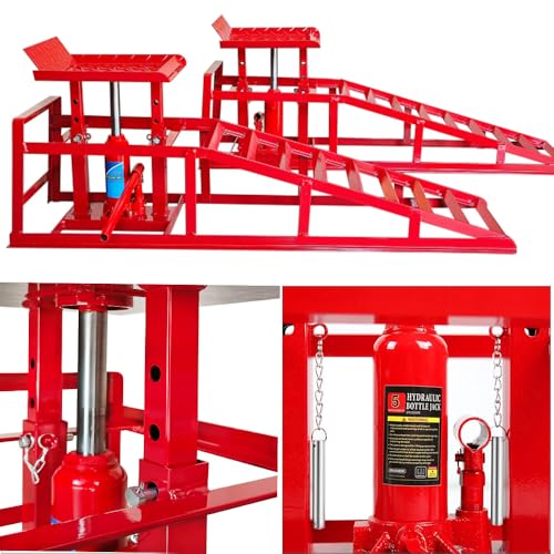 Hydraulic Car and Truck Service Ramps, 11023 Lbs Capacity, Portable Lifts for Oil Changes D8064