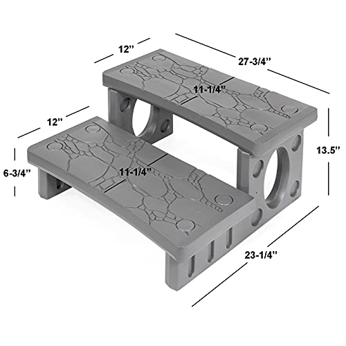 2-Step Spa Hot Tub Pool RV Deck Steps, Lightweight Sided Step G8697