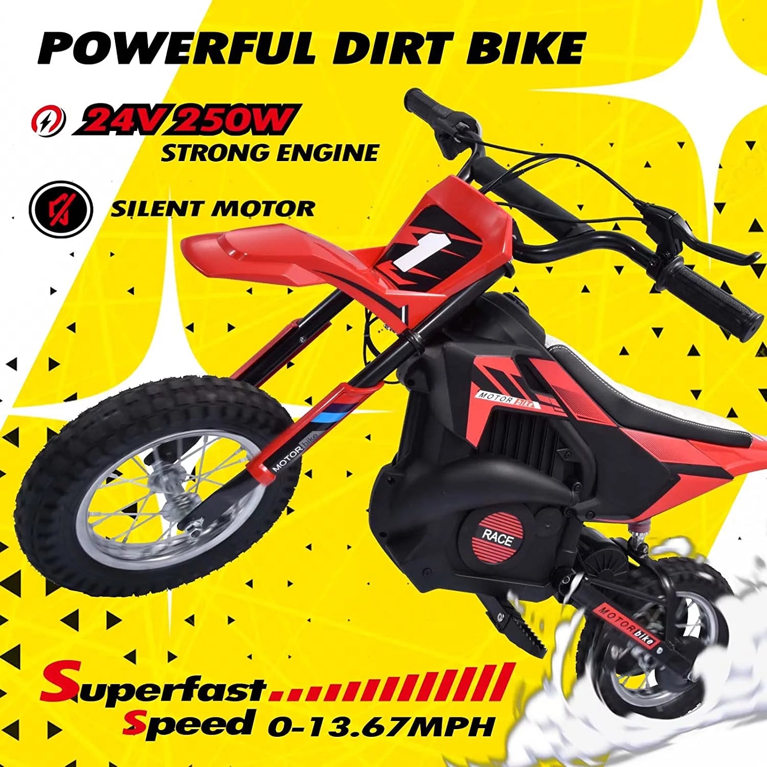 Kids Electric Dirt Bike 250W Off-Road for Ages 13+ J57893