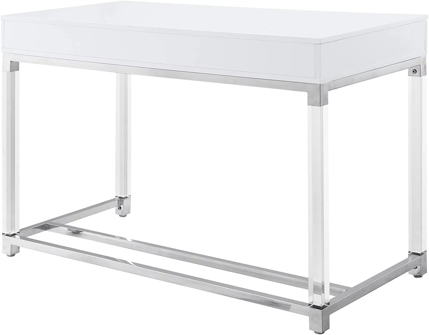High Gloss 2 Drawers Writing Desk with Acrylic Legs and Chrome Base D431916