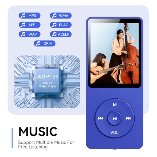 MP3 Player with Bluetooth 5.3, 1.8 Inch Screen, FM Radio, Voice Recorder I138