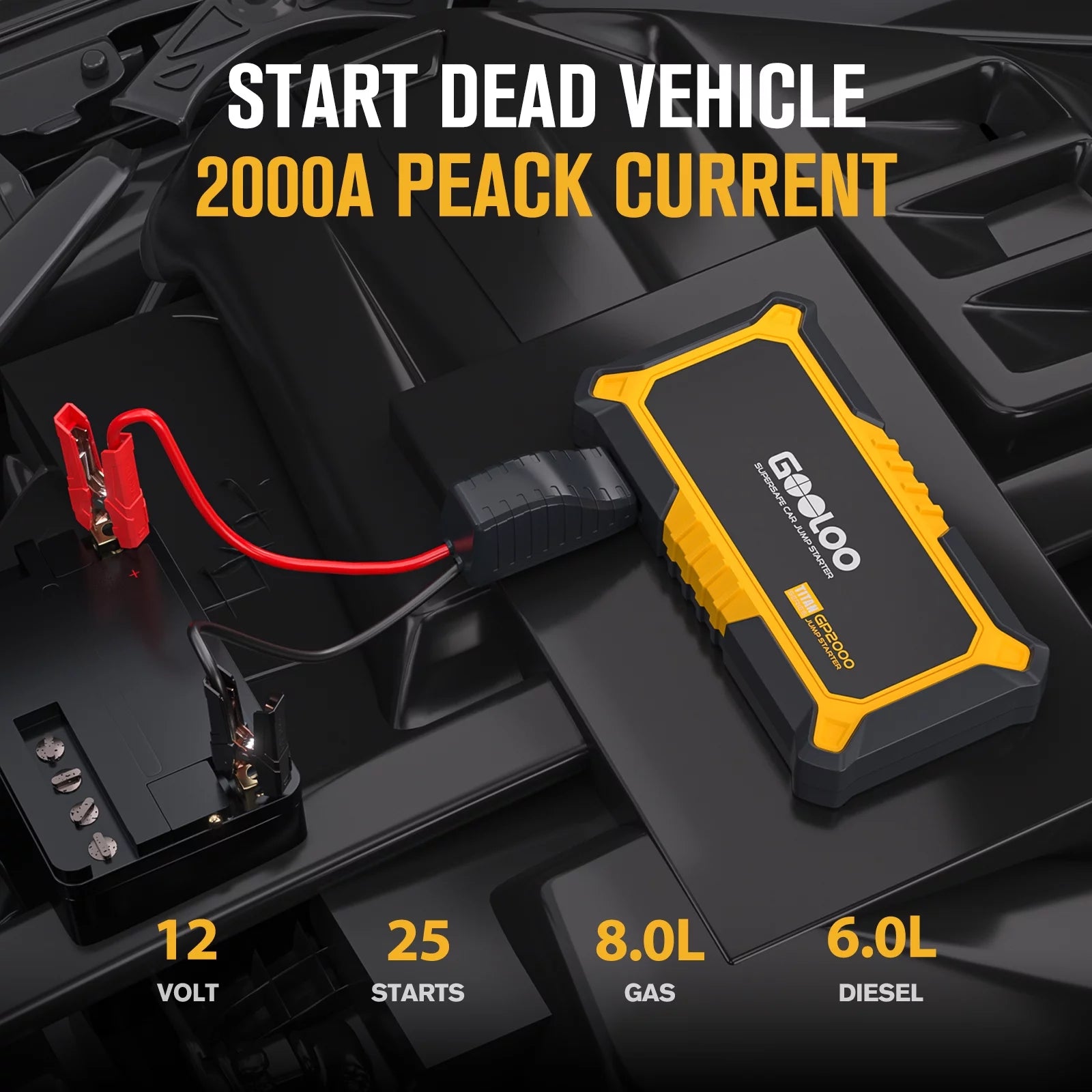 Jump Starter 2000A 12V Car Battery Booster Pack T4017