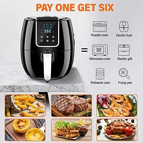 6-in-1 Air Fryer 7Qt Smart Electric Hot Airfryer Black M66660