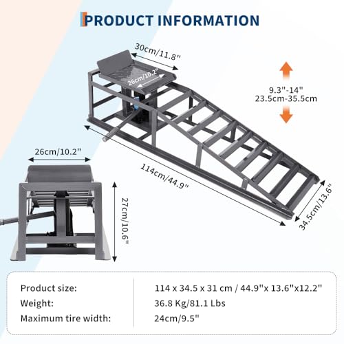 Hydraulic Car and Truck Service Ramps, 11023 Lbs Capacity, Portable Lifts for Oil Changes D8064