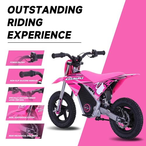 Electric Dirt Bike for Kids Aged 4-8, 350W Brushless Motor, 14'' Off-Road Tires, Blue J66927