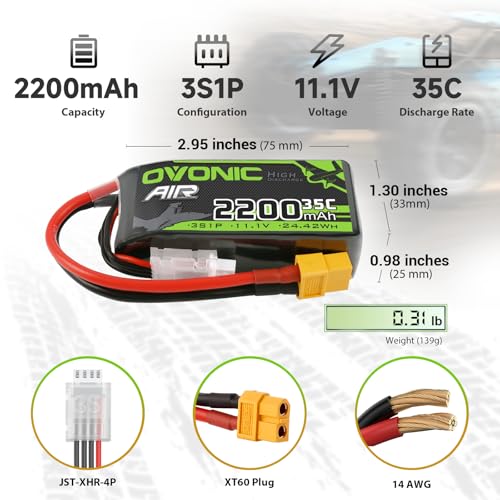 3S Lipo Battery 2200mAh 11.1V with XT60 Connector for RC Drone (2pcs) I3770