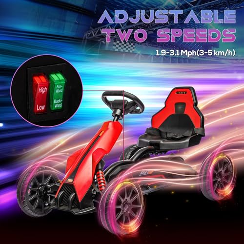12V Electric Go Kart for Kids, Outdoor Ride-On Toy with Adjustable Speed A571780
