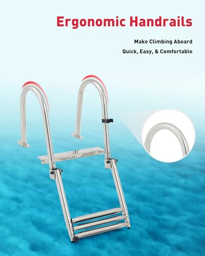 3 Step Telescoping Boat Ladder with Nonslip Steps, 400lb Capacity G2534
