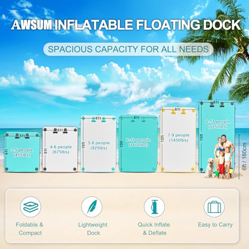 Inflatable Floating Dock Platform for Pool Beach Ocean Y75577