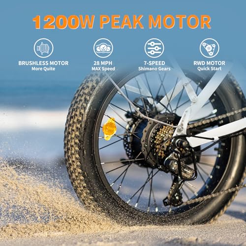 Folding Electric Bike for Adults, 1200W Peak Motor, 28MPH Max Speed, 48V 10AH Removable Battery, 20" Fat Tire M840673