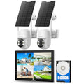 Solar Security Cameras Wireless Outdoor with 10" Monitor, 2K Color Night Vision, 2-Way Audio C3117